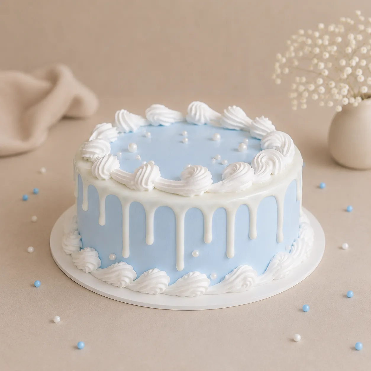Baby Blue Pearl Cake