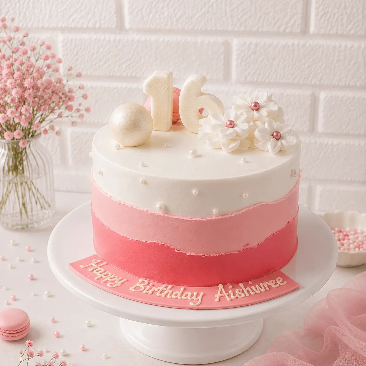 Pink Layered Customized Cake